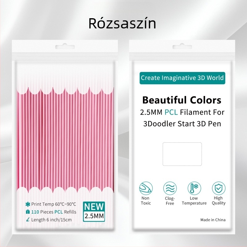 Alacsony hőmérsékletű PCL-konzumálók 3Doodler tollhoz, 2,5 mm, kör keresztmetszetű