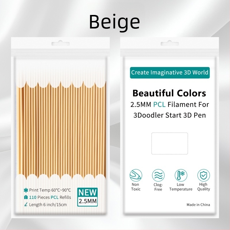 Alacsony hőmérsékletű PCL-konzumálók 3Doodler tollhoz, 2,5 mm, kör keresztmetszetű