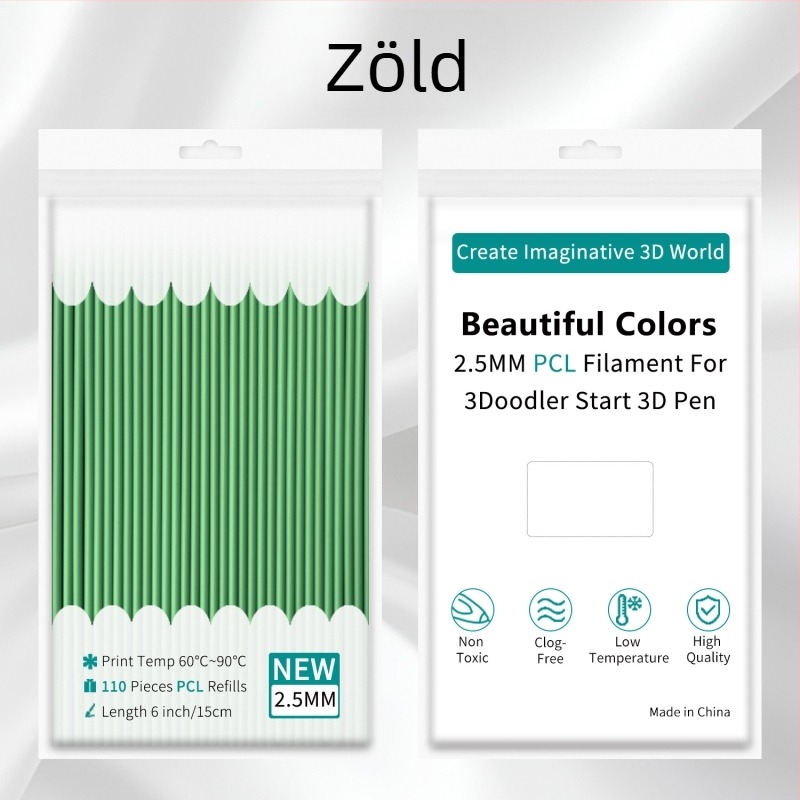 Alacsony hőmérsékletű PCL-konzumálók 3Doodler tollhoz, 2,5 mm, kör keresztmetszetű