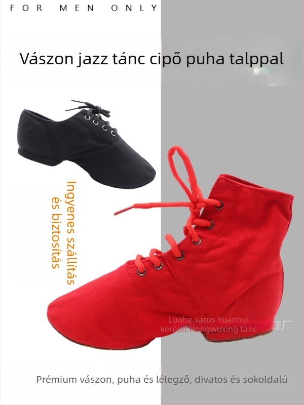 Tánc cipő – légáteresztő, könnyű, fűzős, velúr talppal, jazz-, etnikai- és kvadrát táncokhoz