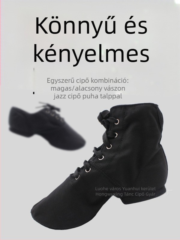 Tánc cipő – légáteresztő, könnyű, fűzős, velúr talppal, jazz-, etnikai- és kvadrát táncokhoz