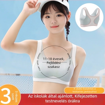 Nylonból készült formázott kosaras melltartó tinédzser lányoknak, 12–15 éveseknek, légáteresztő, vezeték nélküli