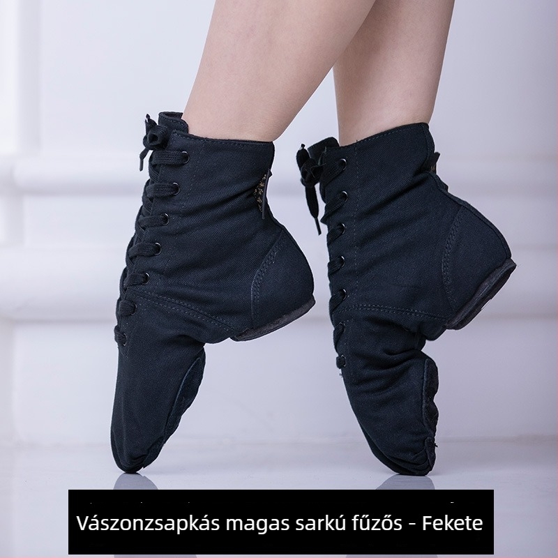 Vászon felsőjű tánccipő, magas szárú džazzcipő, uniszex felnőtteknek, puha talppal, modern tánchoz