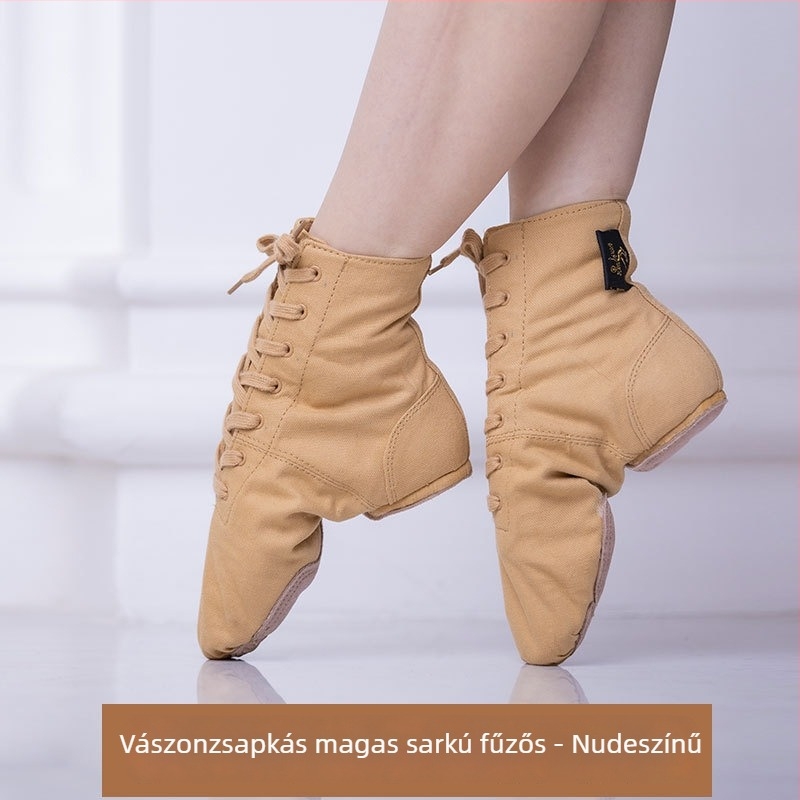 Vászon felsőjű tánccipő, magas szárú džazzcipő, uniszex felnőtteknek, puha talppal, modern tánchoz