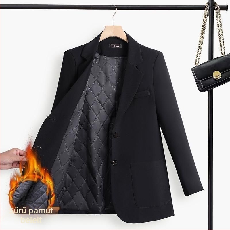 Női blézer 3D mintázattal, poliészter, kettőgombos zárás, zakónyak, elegáns mindennapi stílus