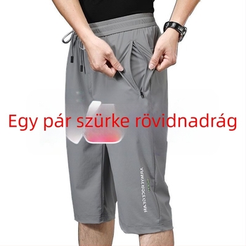 Férfi nyári Ice Silk rövidnadrág, lazább szabás, 3/4 hossz, gyorsan száradó, légáteresztő strandnadrág