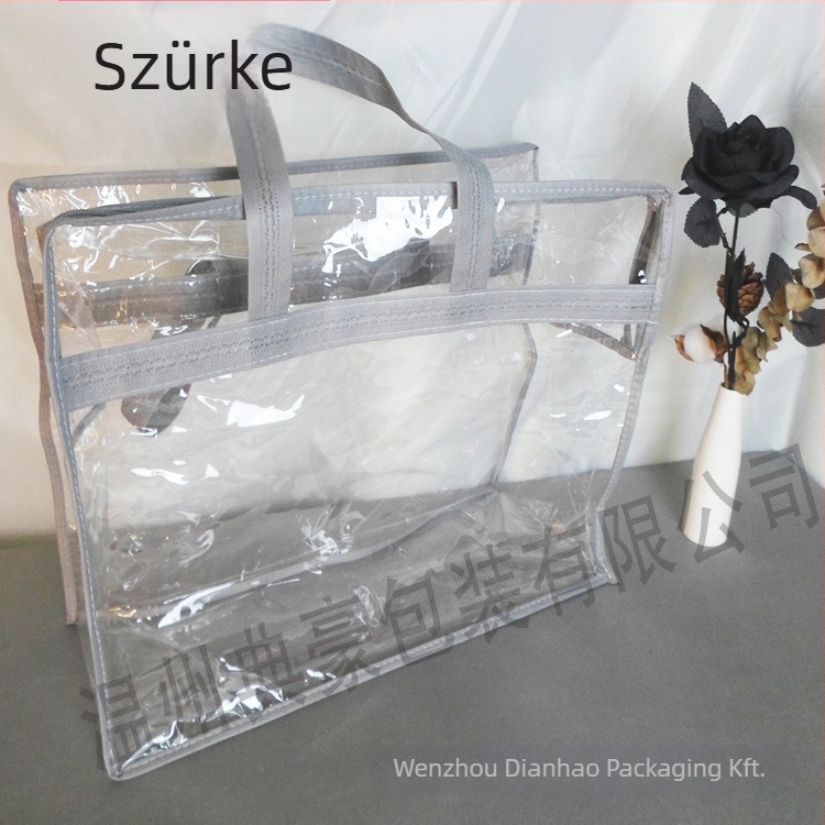 Dianhao négy darabos átlátszó zipzáras tároló tasak készlet ajándékcsomagoláshoz, PVC anyag, vízálló és penészálló