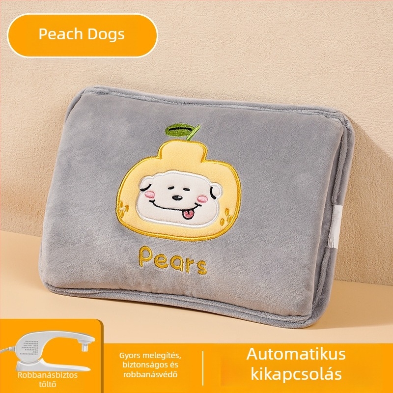 Tölthető forróvíz-palack - biztonságos, önmelegedő elektromos melegítő párna HLZ-2025, 220V, 380W, flanel anyag
