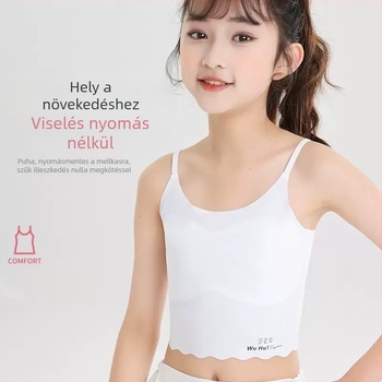 Lányoknak szóló edzőmelltartó 9–12 éveseknek, mellény-stílus, légáteresztő anyag, nylon külső, pamut bélés