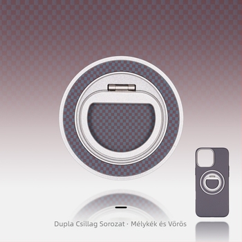 MagSafe-kompatibilis telefon-tartó szénszálas és fém anyagból, forgó gyűrű záróval, háromszög alakú