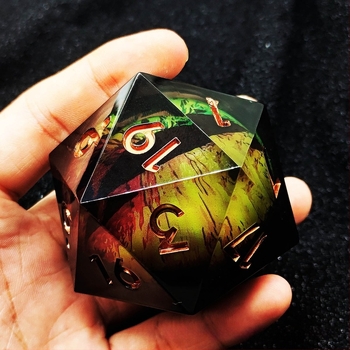 Gyanta D20 dobókocka D&D RPG-hez, Cthulhu téma, kerekített sarkok, testreszabható