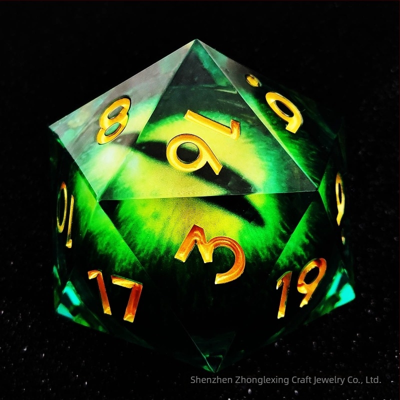 Gyanta D20 dobókocka D&D RPG-hez, Cthulhu téma, kerekített sarkok, testreszabható