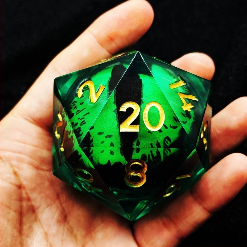 Gyanta D20 dobókocka D&D RPG-hez, Cthulhu téma, kerekített sarkok, testreszabható