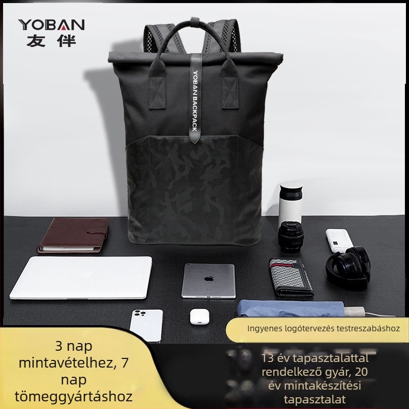 Uniszex roll-top hátizsák, vízálló Oxford anyag, 20–35 L kapacitás, 14 hüvelykes laptop számára, lélegző utazáshoz