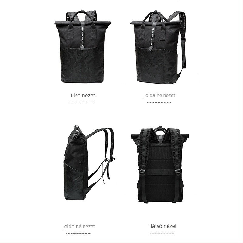 Uniszex roll-top hátizsák, vízálló Oxford anyag, 20–35 L kapacitás, 14 hüvelykes laptop számára, lélegző utazáshoz