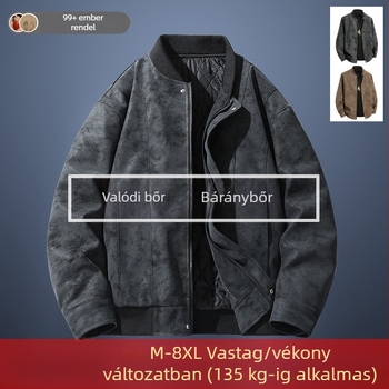 Fényűző retro velúr báránybőr kabát férfiaknak, tavasz–ősz, nagy méret, mindennapi munkaruha