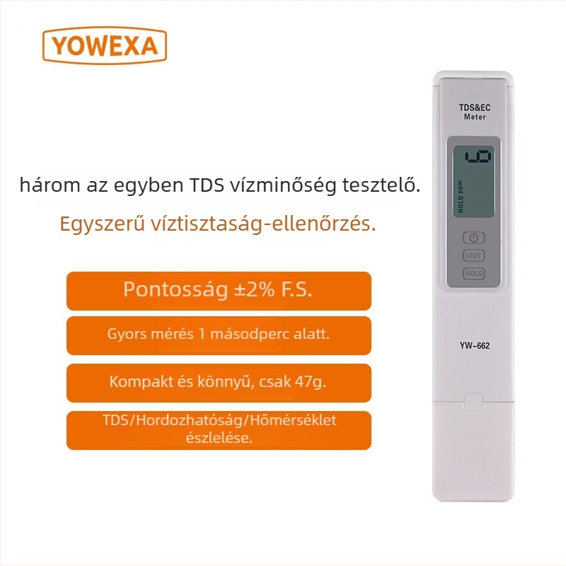 YW-662 Vízminőség gyors elemző — TDS 0–9999ppm, nehézfémek vizsgálata, pontosság ±2%