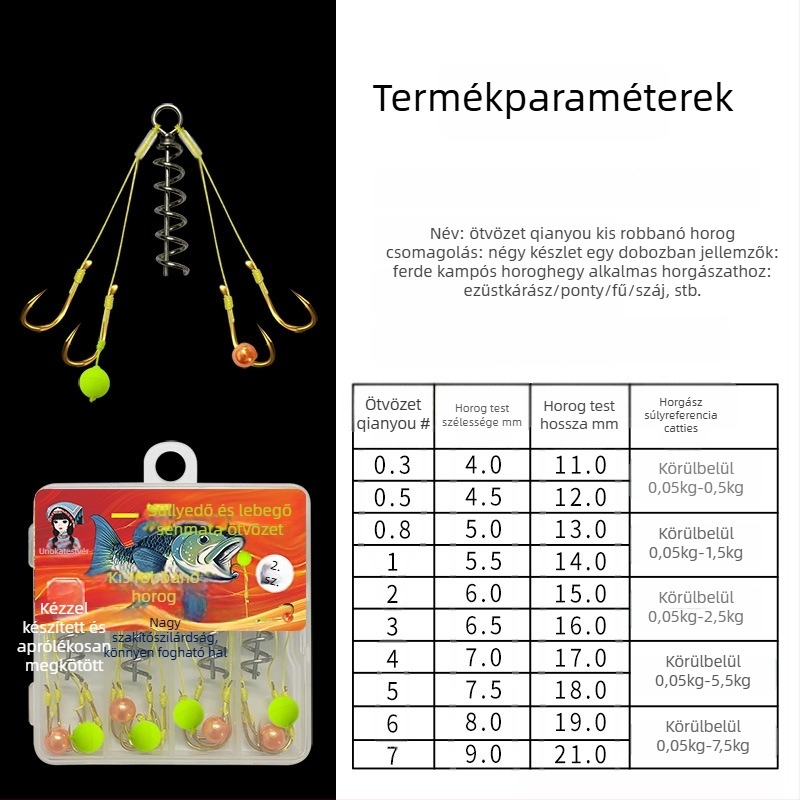 Titánium ötvözetű robbanó horgászkampó, precíz kötés