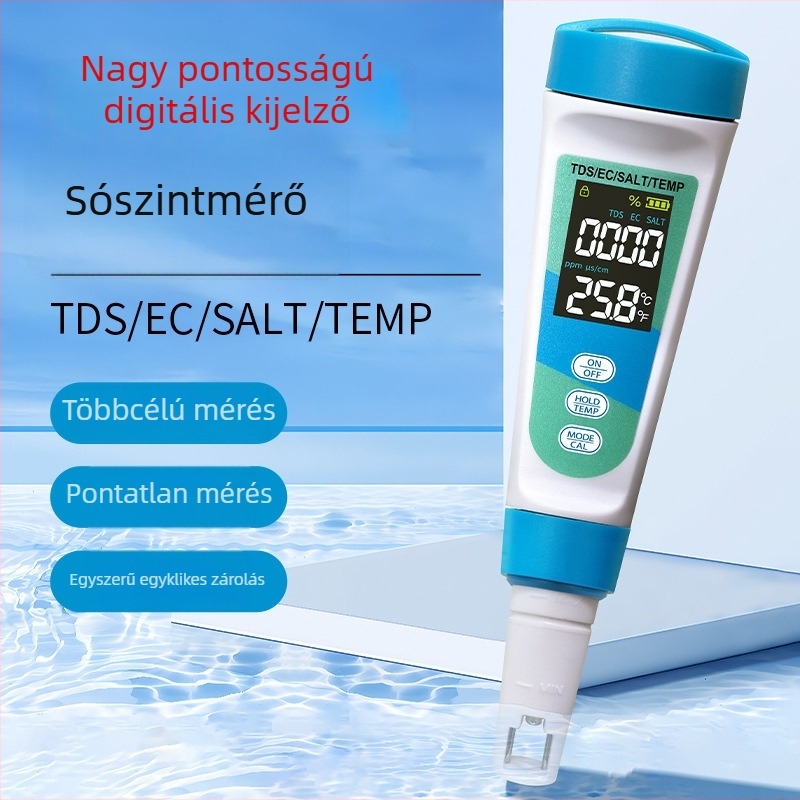 S6 hordozható vízminőség-analizátor | sótartalom mérő | Felbontás 1 ppm / 0,1 ppt | Pontosság 2% F.S | Tápellátás 6V