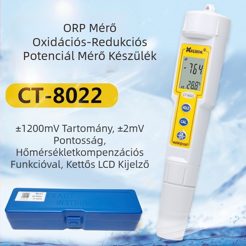 Kedid 8022 tolltípusú ORP-mérő, redox potenciál mérőeszköz, folyadék mV-érték detektora