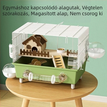 Luxus hörcsög ketrec – téglalap alakú, leválasztható, beltéri használatra, modern stílus