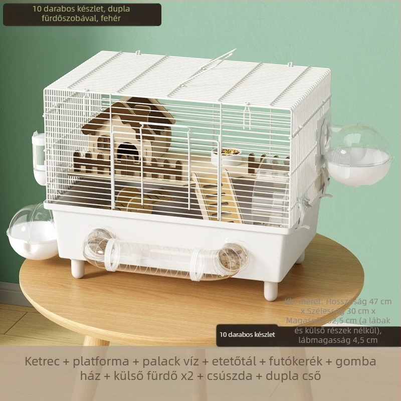 Luxus hörcsög ketrec – téglalap alakú, leválasztható, beltéri használatra, modern stílus