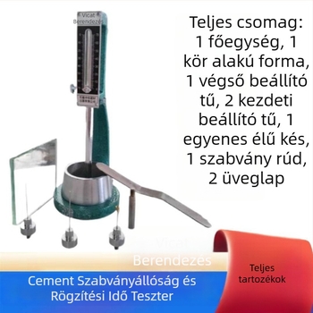Standard Vicat készülék cementpaste állagának és megkötési idejének mérésére – Modell Standard, tartomány 0-70, pontosság 0.1, cikkszám WKY01, cserélhető kör alakú forma