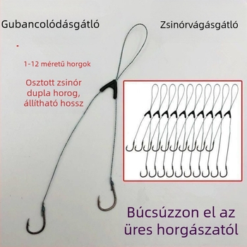Készre kötött dupla horogok erős fonott damillal, Ise-Ni dupla horogok
