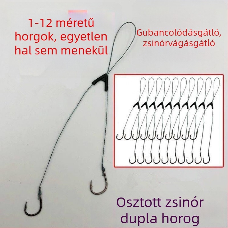 Készre kötött dupla horogok erős fonott damillal, Ise-Ni dupla horogok