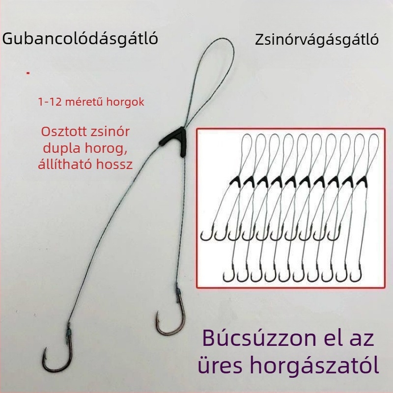 Készre kötött dupla horogok erős fonott damillal, Ise-Ni dupla horogok