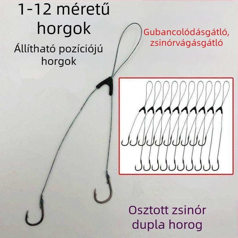 Készre kötött dupla horogok erős fonott damillal, Ise-Ni dupla horogok