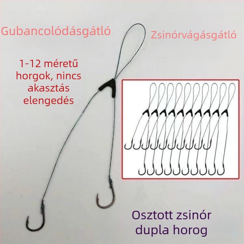 Készre kötött dupla horogok erős fonott damillal, Ise-Ni dupla horogok