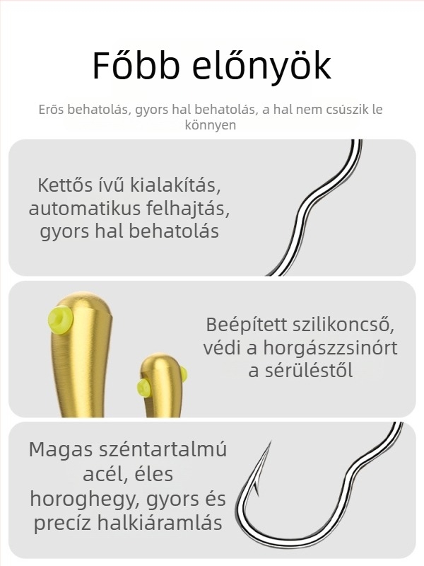 Új automata visszafordítható horog dobozban, 45°-os réz fejjel, visszafelé nyíló horog hínáros vízben történő horgászatra, ponty és kárász