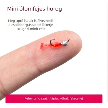 Ólomos fejű horog puha csalihoz — mikro erősítésű finom horog, ívelt hegy (T-végű puha féreg)