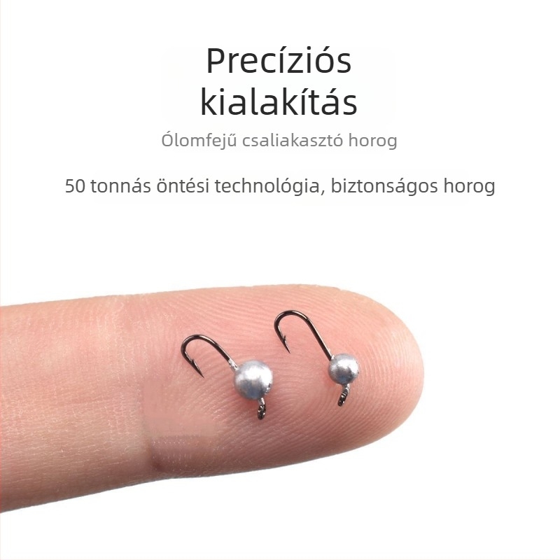 Ólomos fejű horog puha csalihoz — mikro erősítésű finom horog, ívelt hegy (T-végű puha féreg)