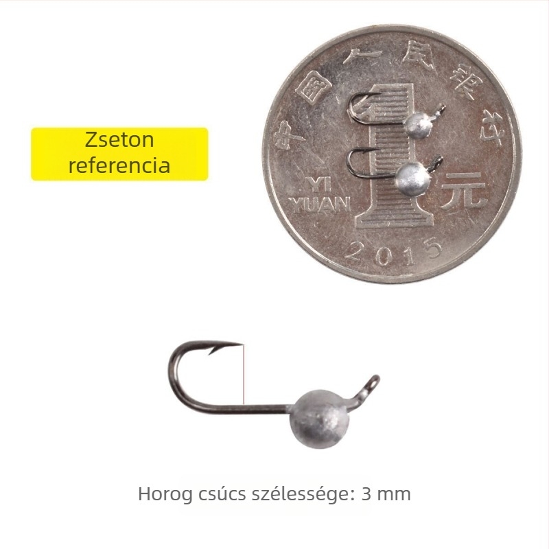 Ólomos fejű horog puha csalihoz — mikro erősítésű finom horog, ívelt hegy (T-végű puha féreg)