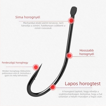 Hosszú nyelű halászharc, görbe szájú, kész kötésű damil, dupla horog hegyekkel, vad keszeghorgászatra élő csalival