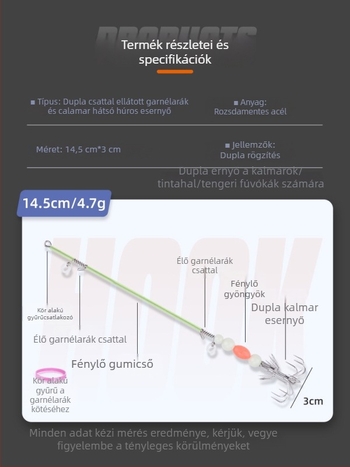 Esőernyő horog tengeri horgászathoz — világító, puha acéldrót, karcolásmentes