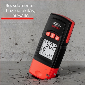 Delixi DLY-1702 Faanyag nedvességmérő, -10°C–60°C tartomány, 0.1°C felbontás, testreszabható feldolgozás