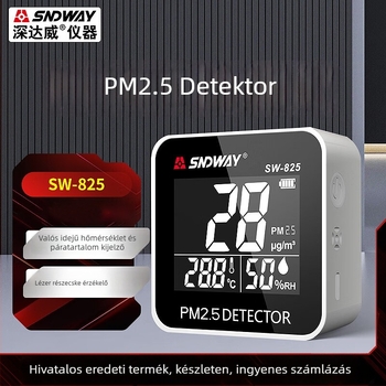 Deep Dawei SW-825 Légminőség-érzékelő: PM2.5 monitor, por és köd, hőmérséklet és páratartalom
