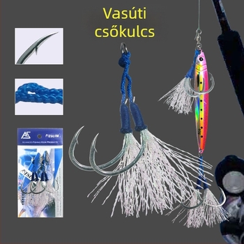 Vasas horgászhorog kettős horoggal, lassú jig mozgás, világító damil, tengeri horgászatra hajóról