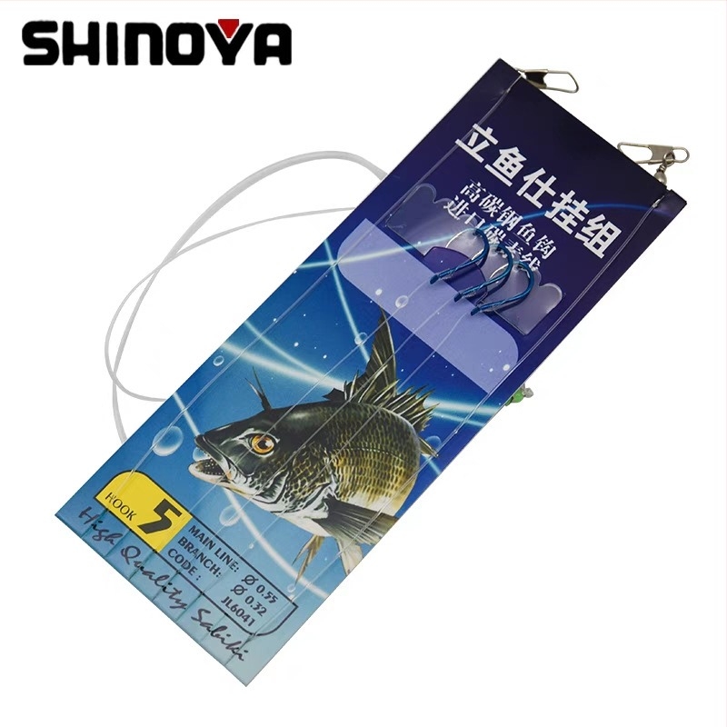 SHINOYA Óceáni horgászathoz készült damilos horgokészlet – Anyag: szénacél huzal, Fő zsinór 90 cm, Horogok (2–5)