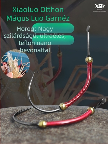  garnéla horgászhorog, tüské nélküli, saját súllyal, két acél golyóval, rendkívül éles, nagy szilárdságú, kézzel készített