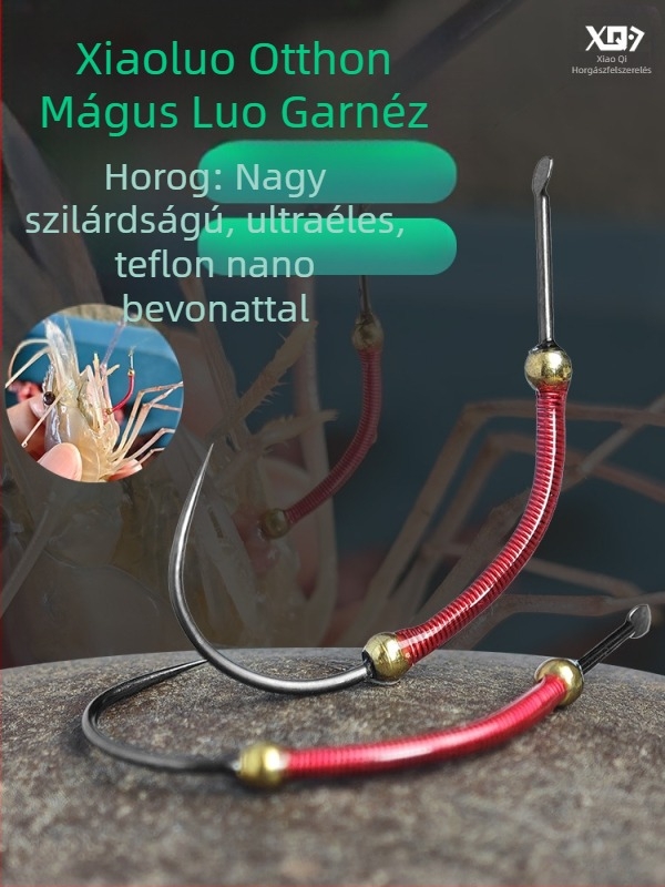  garnéla horgászhorog, tüské nélküli, saját súllyal, két acél golyóval, rendkívül éles, nagy szilárdságú, kézzel készített