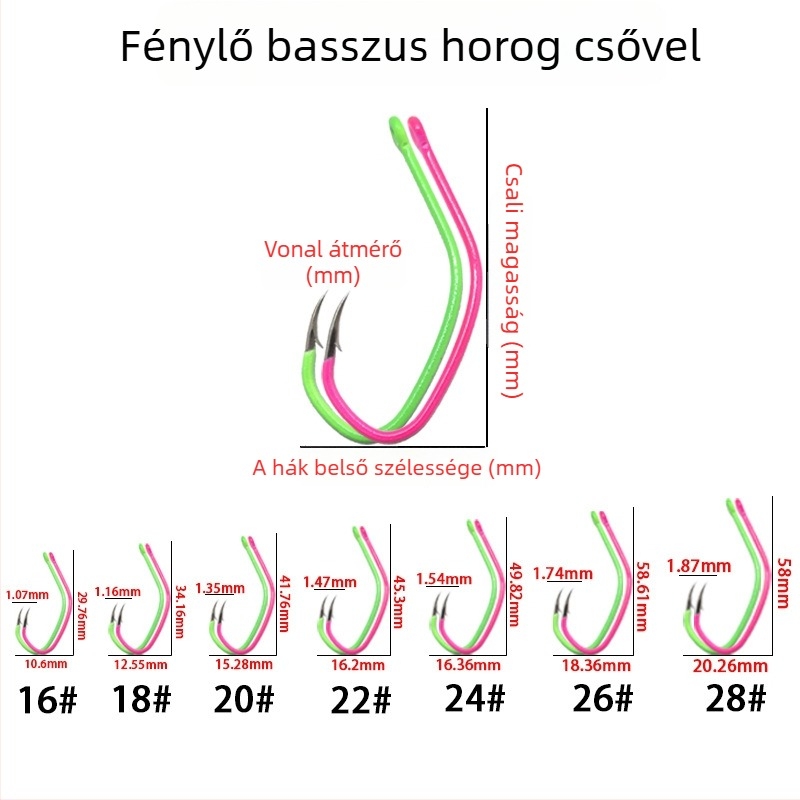Barbás horog tengeri süllőhöz gyűrűvel, hosszú nyéllel, görbült szájú, élő garnéla halászathoz