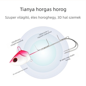 Fényes ólomfejű horog, megerősített dupla horoggal, csalihoz