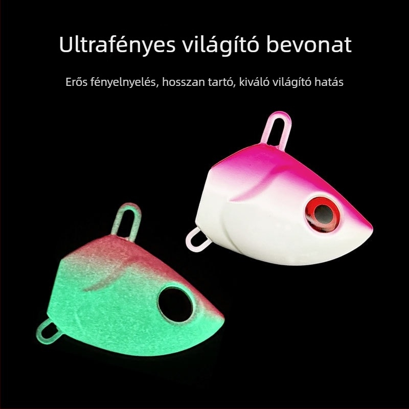 Fényes ólomfejű horog, megerősített dupla horoggal, csalihoz