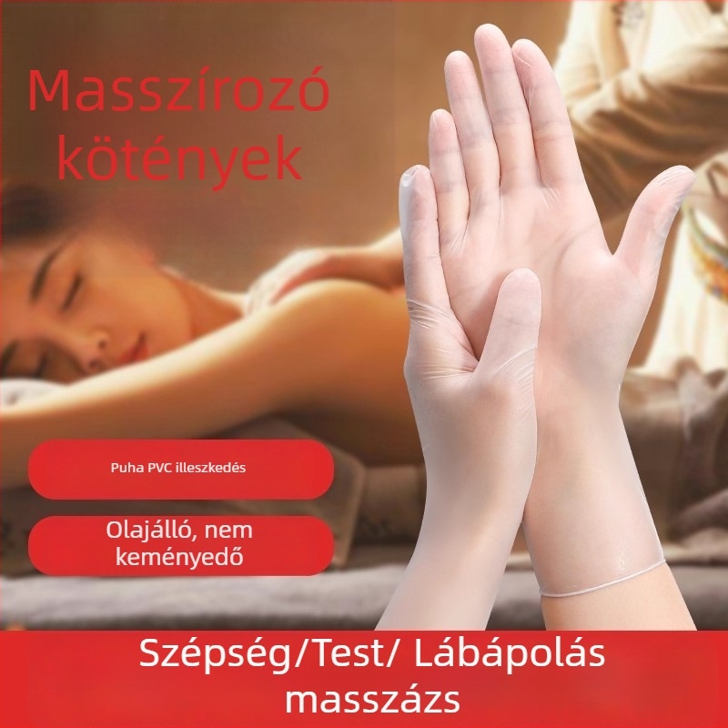 Egyszer használatos PVC kesztyűk szépségszalonokhoz – vízálló, egyedi használat, ideális láb-, test- és hátmasszázshoz, tetováló művésznek