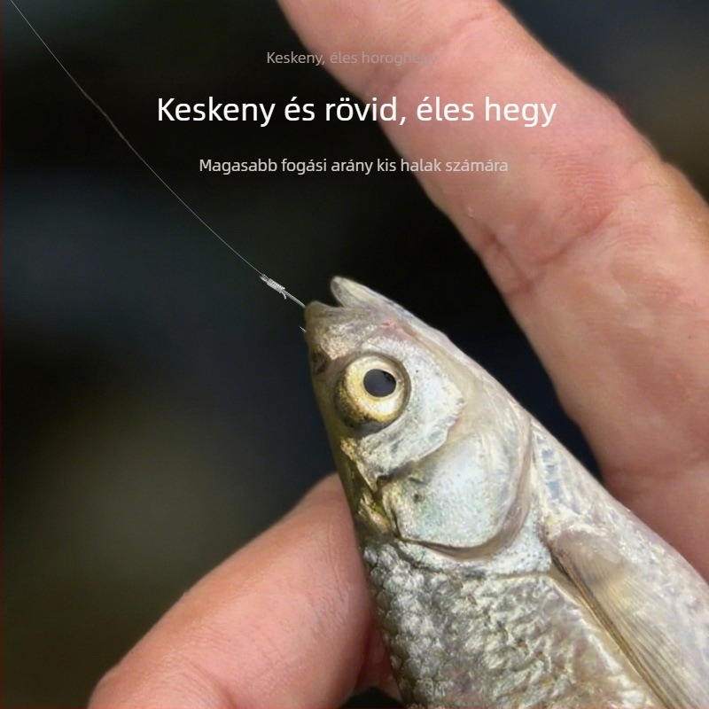 Félhold alakú egyhúros horog folyó menti horgászathoz – éles, kis halakhoz és mikrohorgászathoz