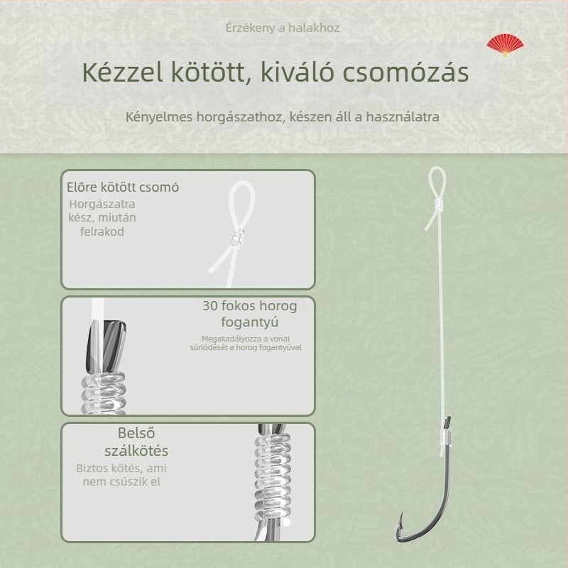 Félhold alakú egyhúros horog folyó menti horgászathoz – éles, kis halakhoz és mikrohorgászathoz